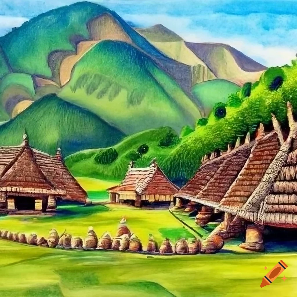 Village scenery drawing with Color pencil//Landscape scenery painting tu...  | Village drawing, Scenery paintings, Drawing scenery