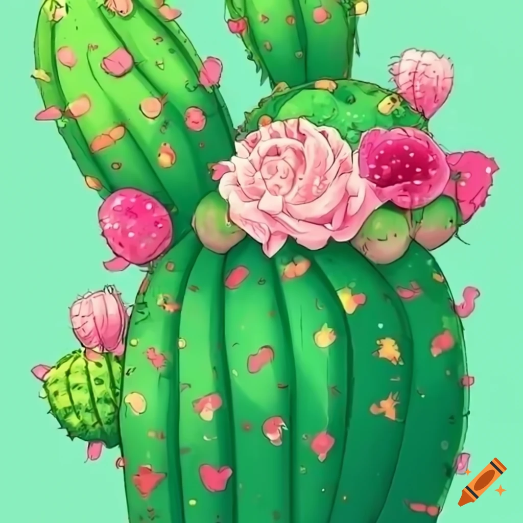 Kawaii cactus clipart, 4k, high-resolution on Craiyon