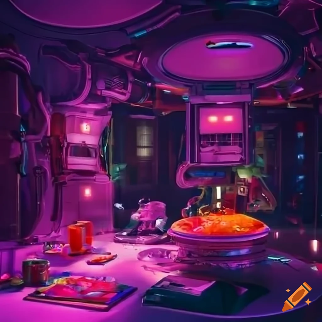 Large futuristic kidcore scifi food lab on Craiyon