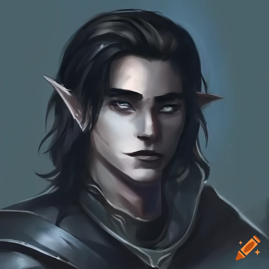 Dungeons and dragons, male handsome half-elf, pretty, very young, tired ...
