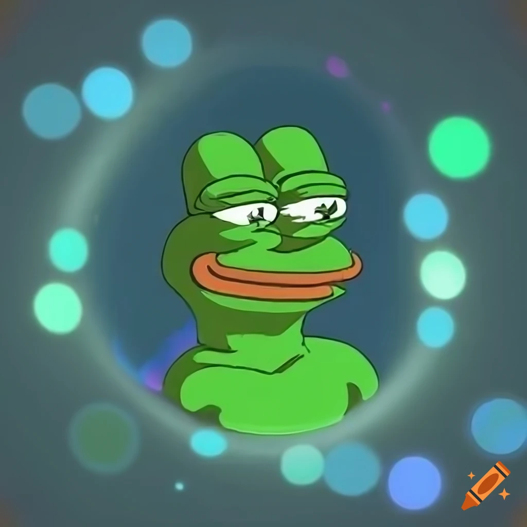 Pepe the frog with black glasses snd a black tuxedo with a green shirt in  an anime style drawing on Craiyon