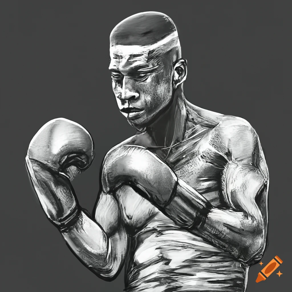 Boxing uppercut black and white