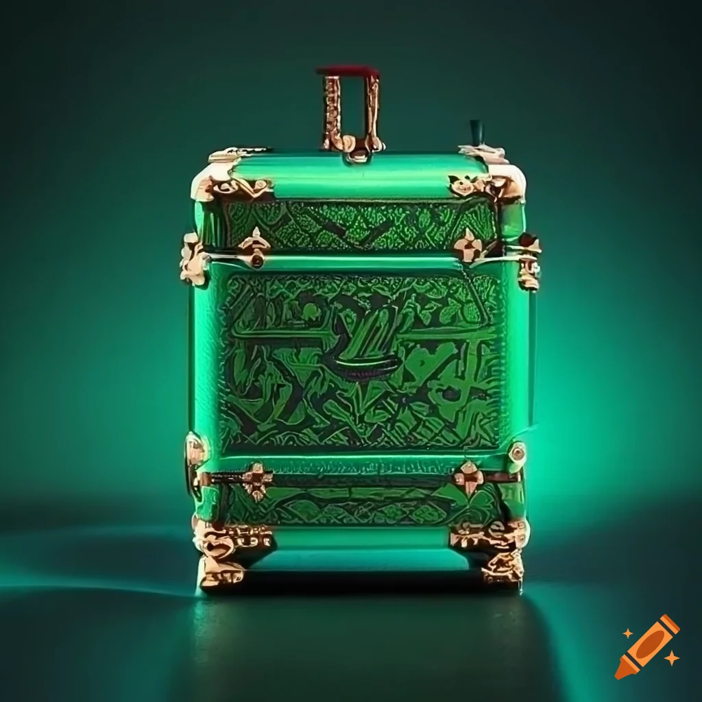 A vintage green louis vuitton trunk, perfect for stylish travelers