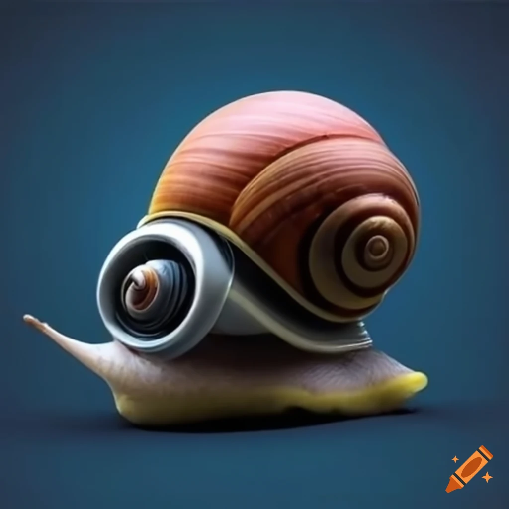 A speedy racing snail with a turbocharged engine on Craiyon