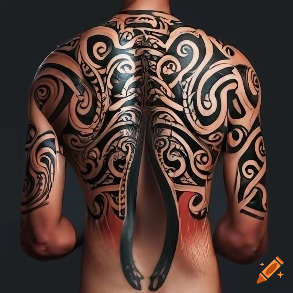 Polynesian style tattoo with mask and snake head Vector Image