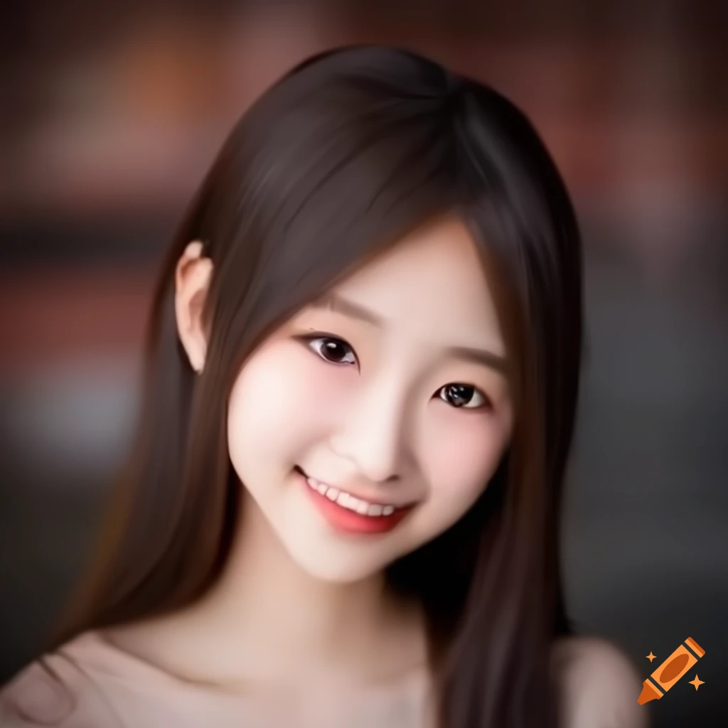 Portrait of cute asian anime woman smiling on Craiyon