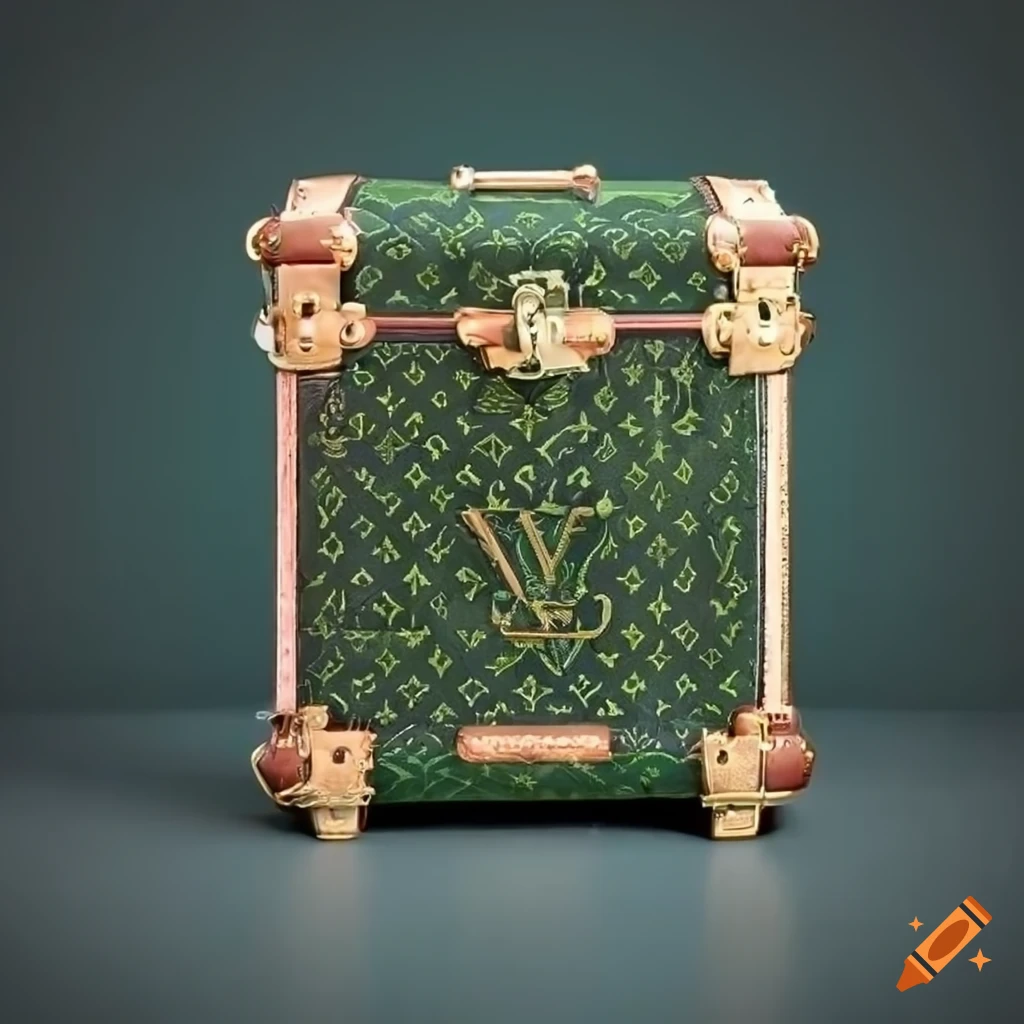 A vintage green louis vuitton trunk, perfect for stylish travelers