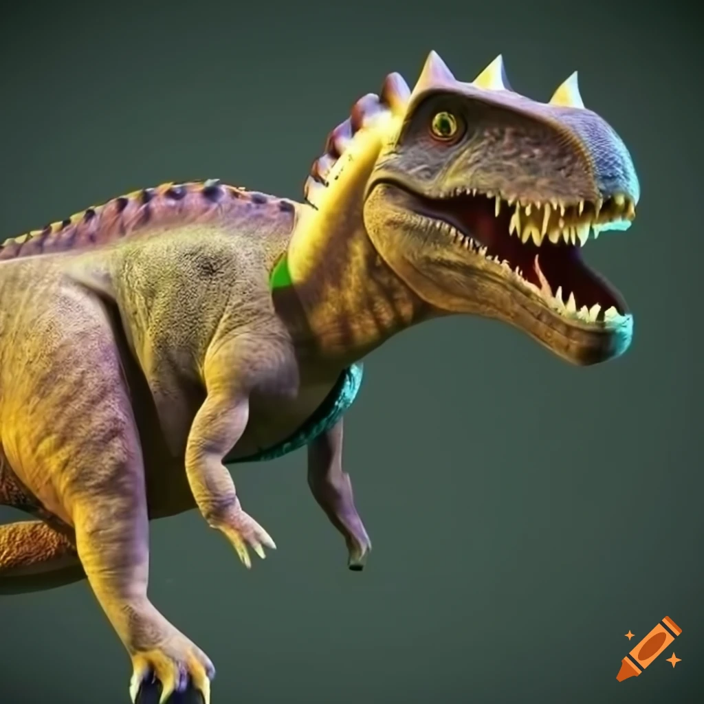 Ein kinderfreundlicher grüner torvosaurus und sein gelber freund, der