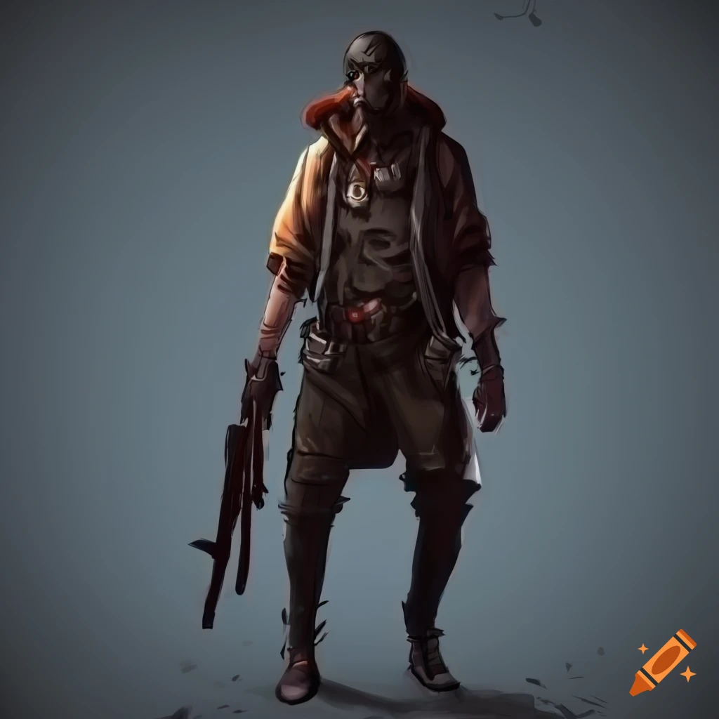 Punk, action pose, post apocalyptic, bright hopeful, realistic shading ...