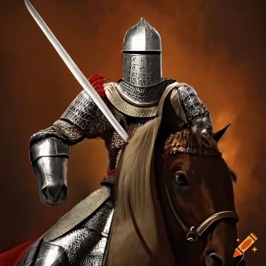 Perfect knight on a horse with a Speer in his Hand