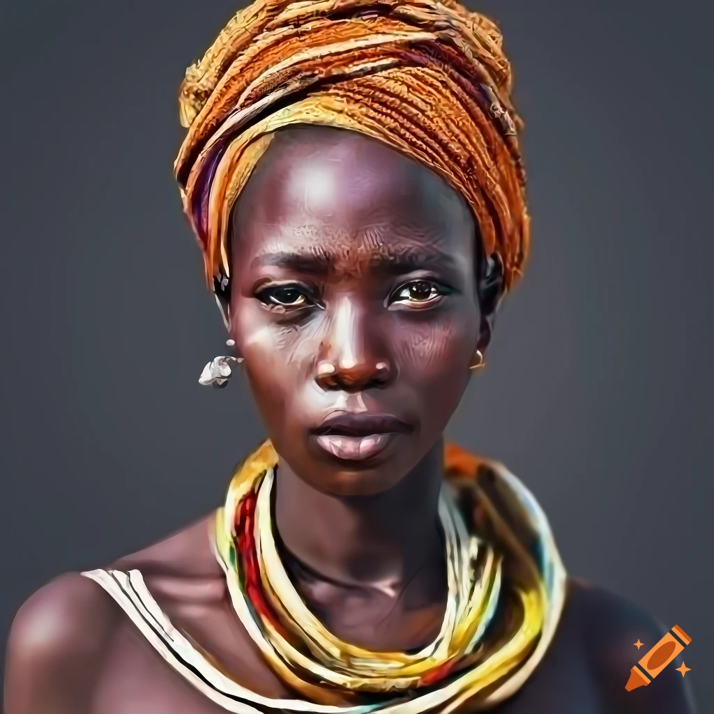Central African Republic woman , high resolution , human portrait , high detail , digital art , traditional , cinematic