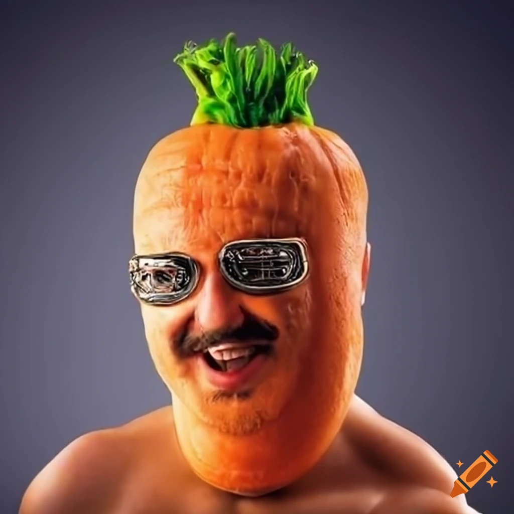 A carrot wrestler with a championship belt in a high-res image