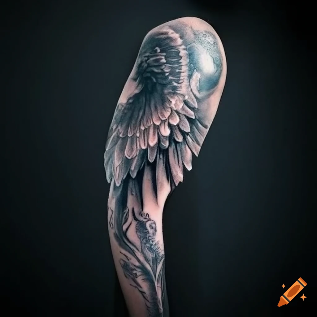 Fire Feather Wing Mandala tattoo sleeve - Best Tattoo Ideas Gallery