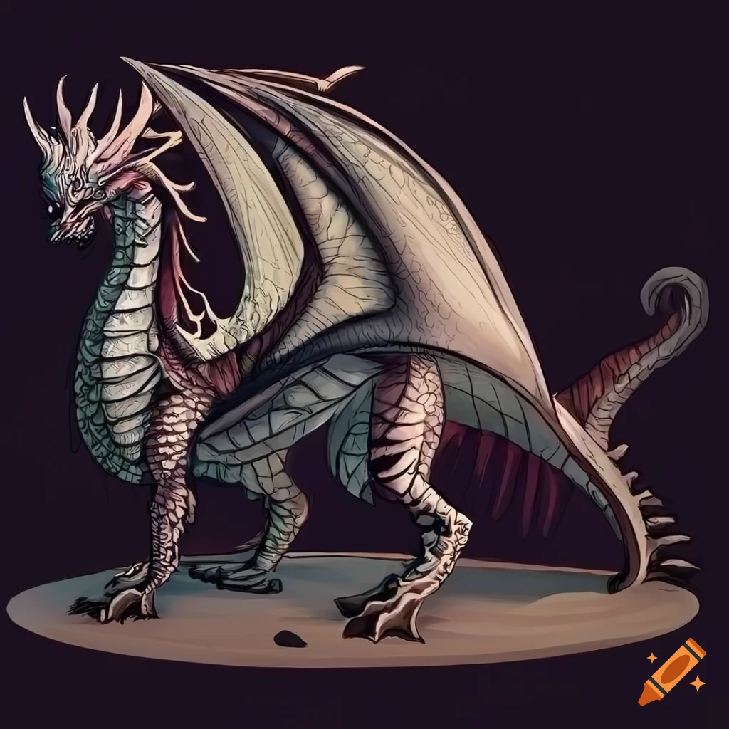 Dragon full length body, concept designs with side view, detailed ...