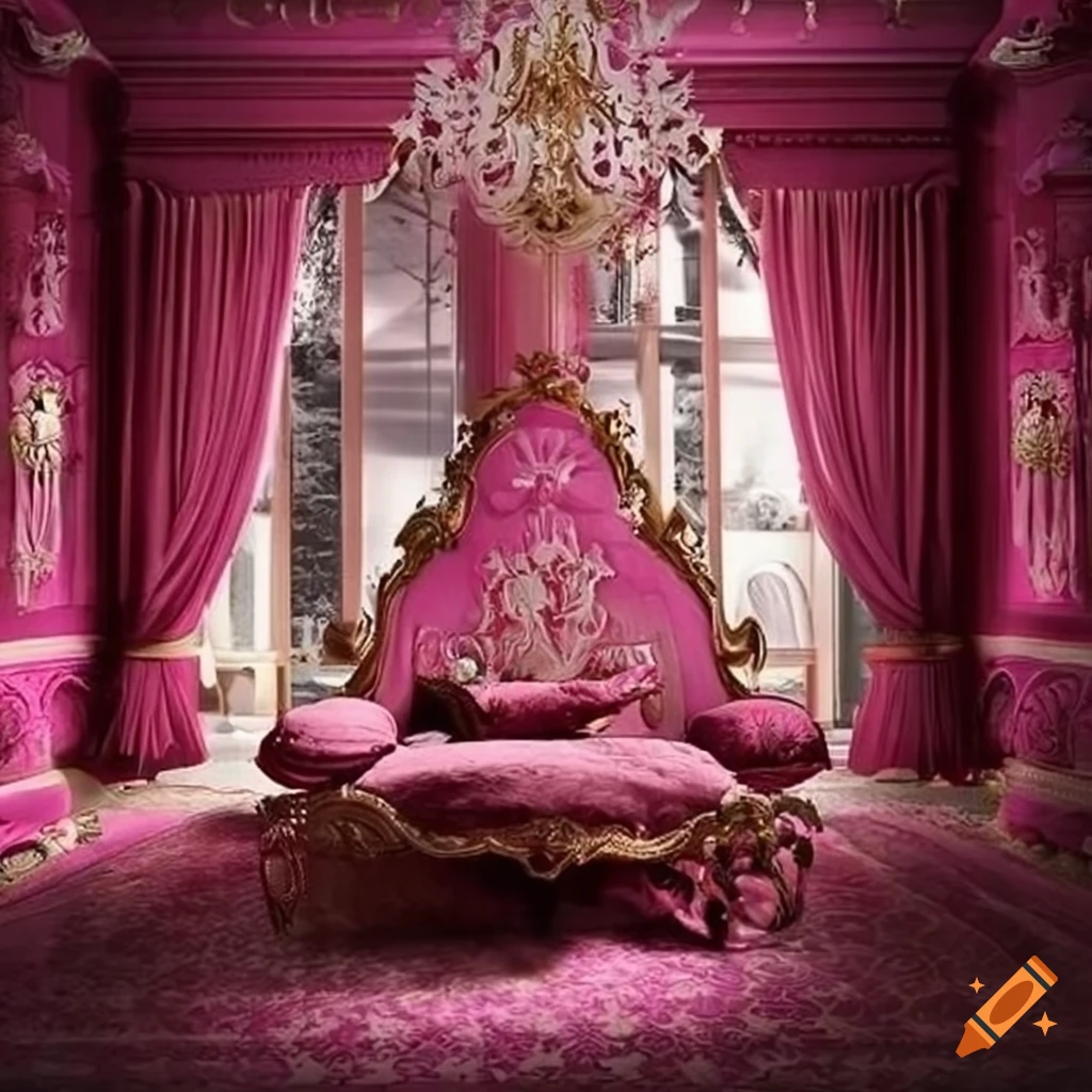 Fantasy Rococo Pink Bedroom