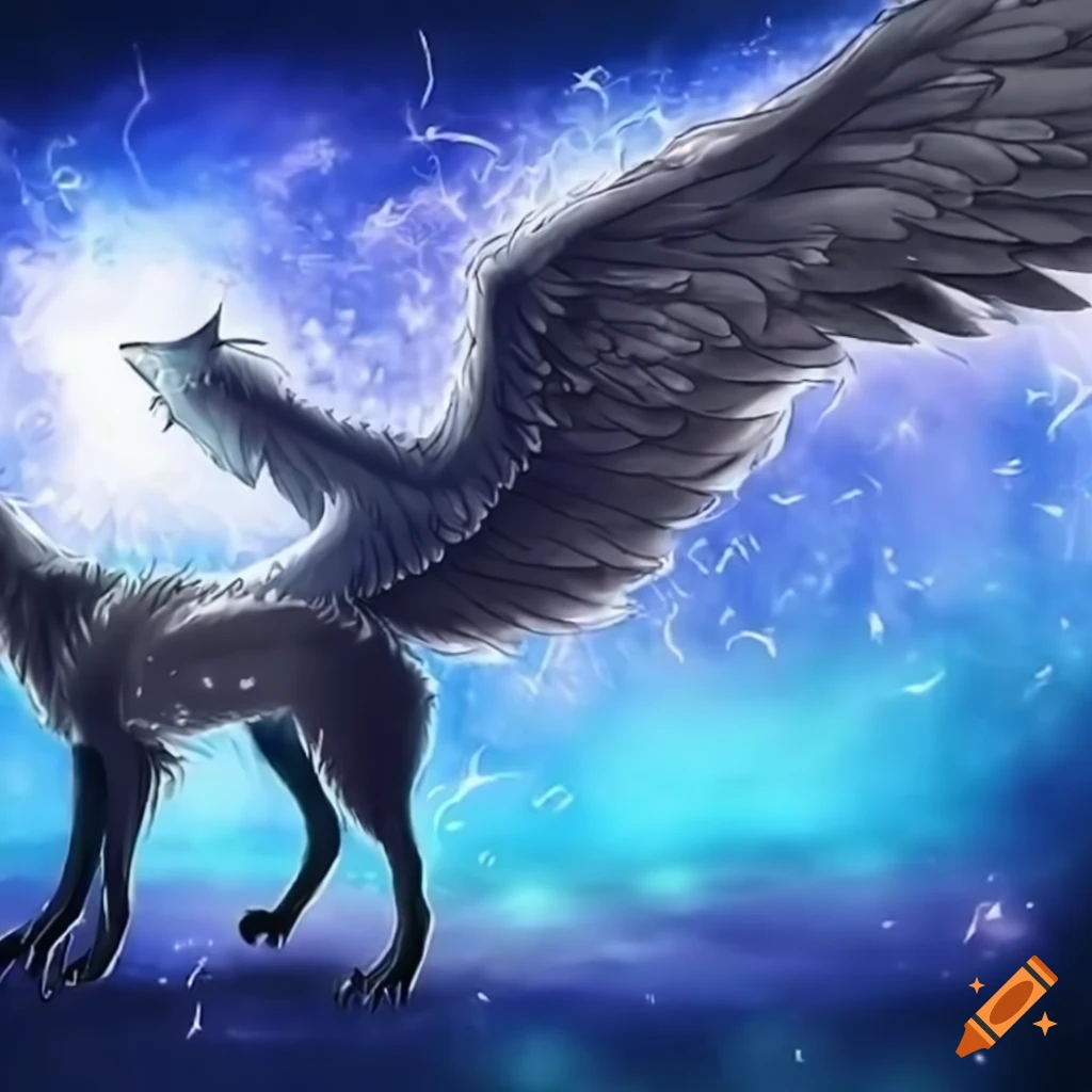 cartoon wolves with wings