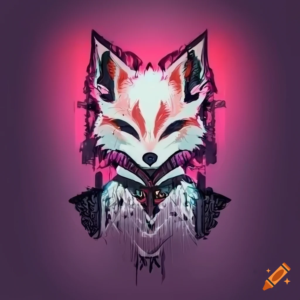 Cyberpunk kitsune logo on Craiyon