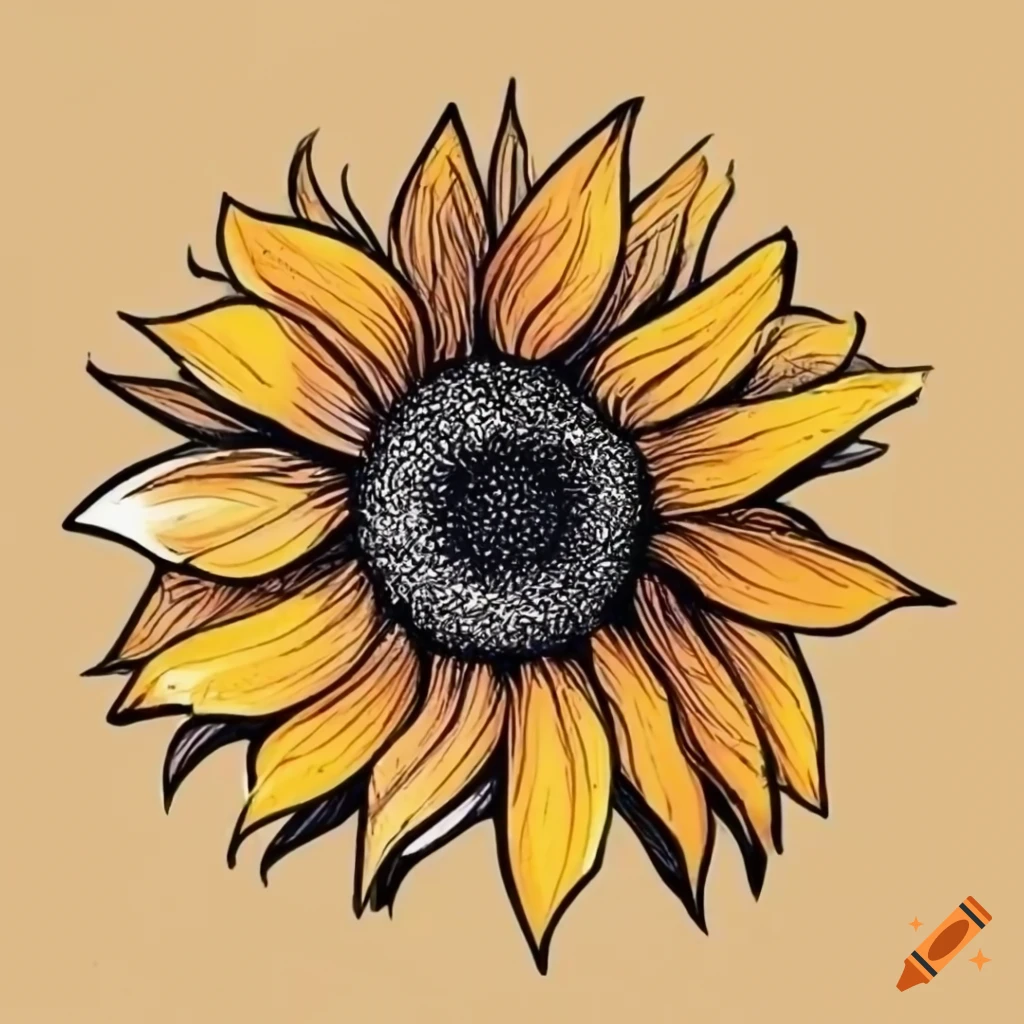 Sunflower #05 Print of Charcoal Drawing – Encore Arts LLC