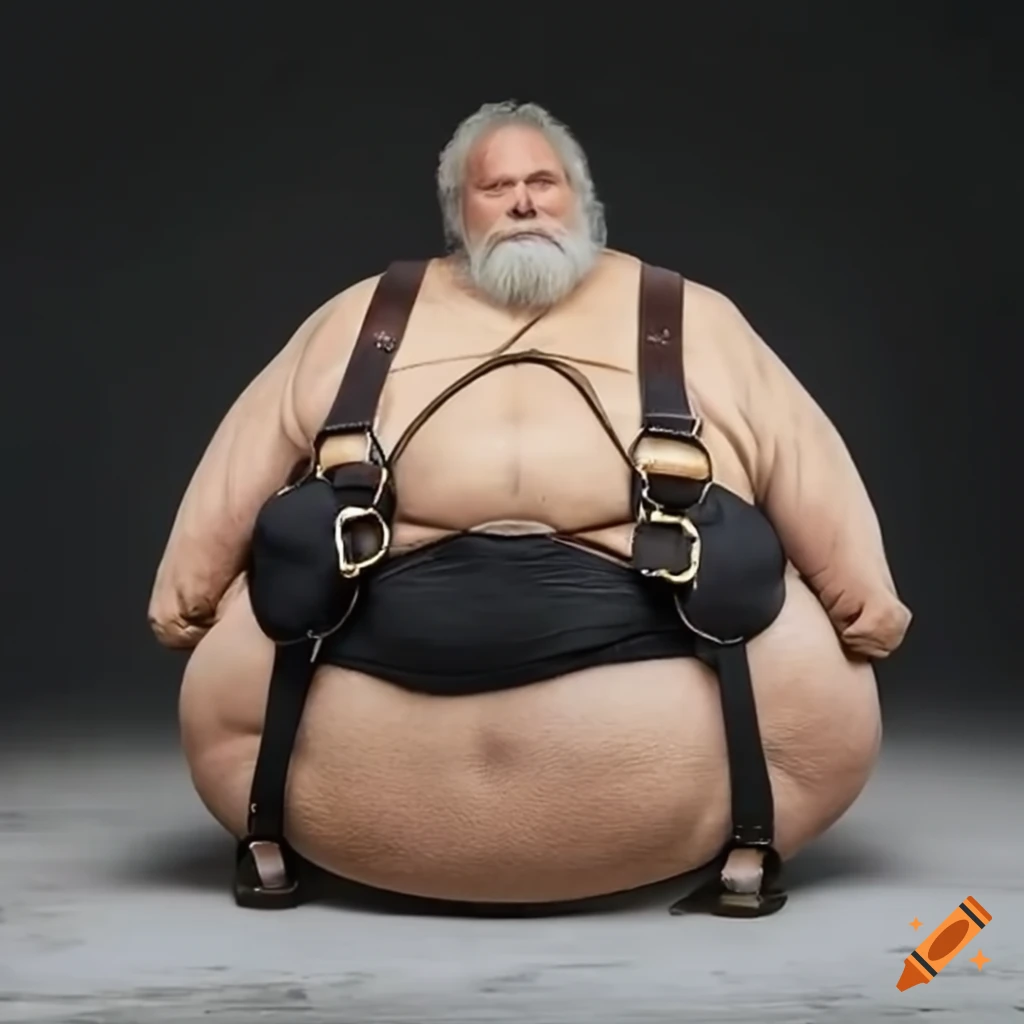 Man Southpark Fat Obese Old Man Bearded Golden Leather Harness man-southpark-fat-obese-old-man-bearded-golden-leather-harness