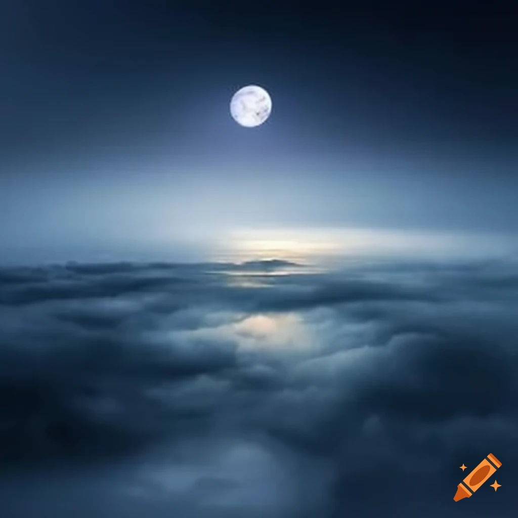 Huge distant city in clouds and fog big planet on Craiyon