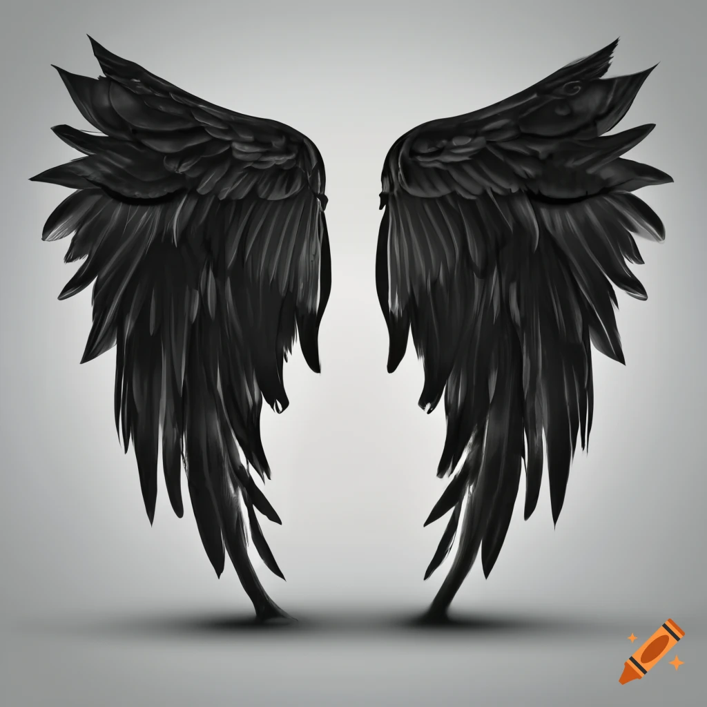 Black wings symbol on white background on Craiyon