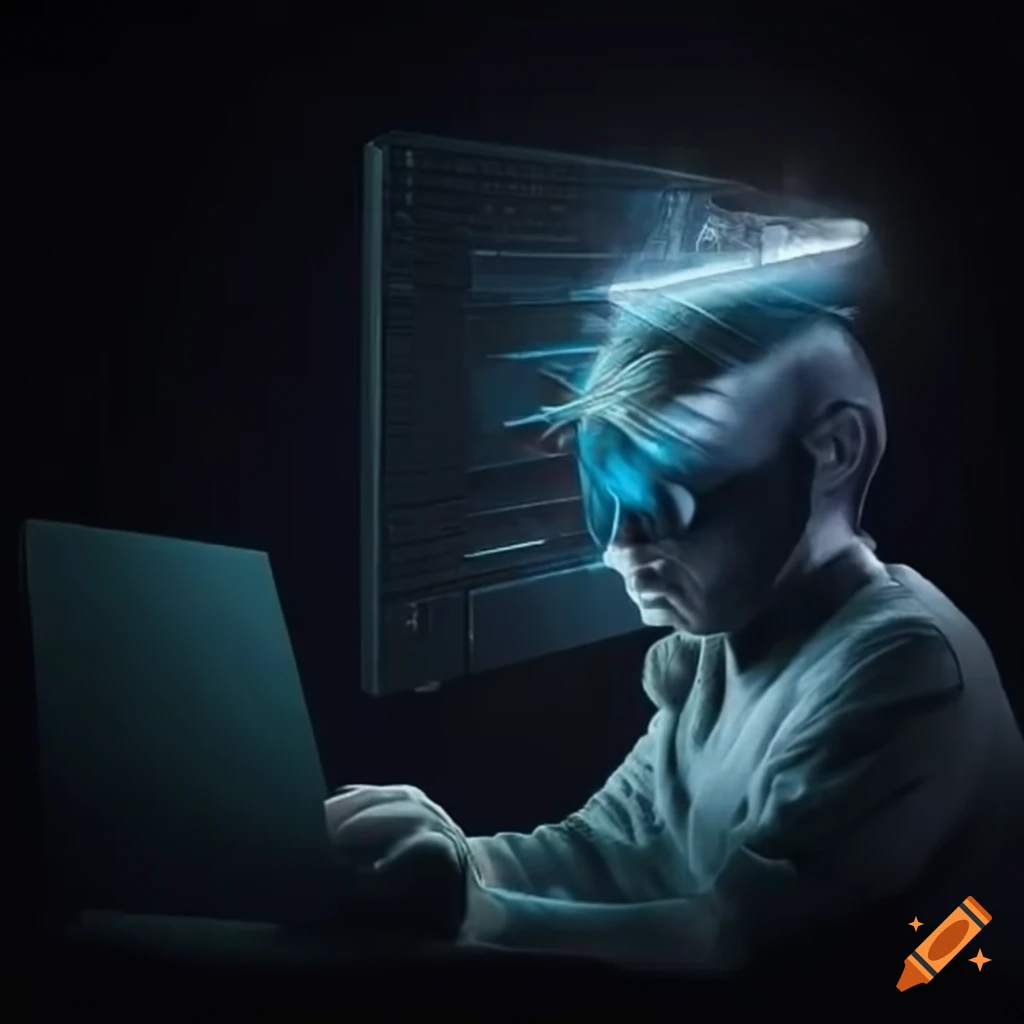 Man using a computer on Craiyon