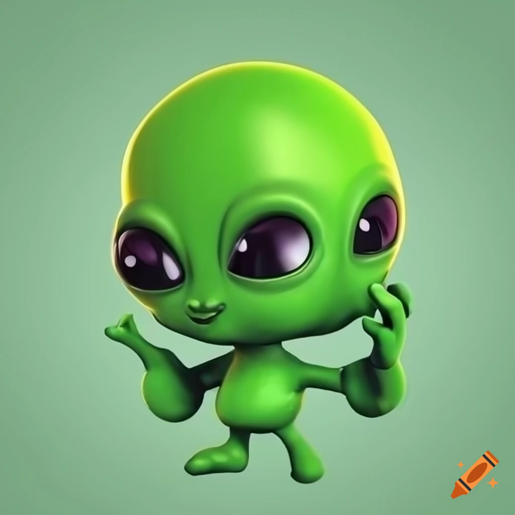Cute 3d green alien