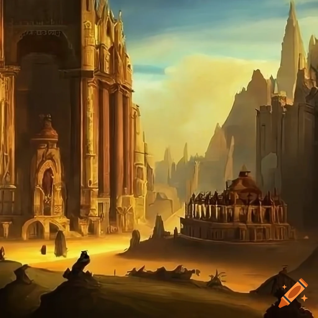Masterpiece Ancient Civilization Fantasy World City Landscape On Craiyon