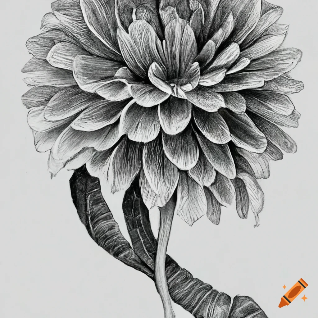 Sketch floral botany collection. dahlia flower drawings. black canvas  prints for the wall • canvas prints art, element, graphic | myloview.com