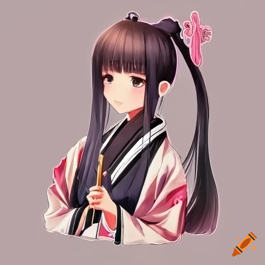 Japanese girl, sticker, anime style on Craiyon