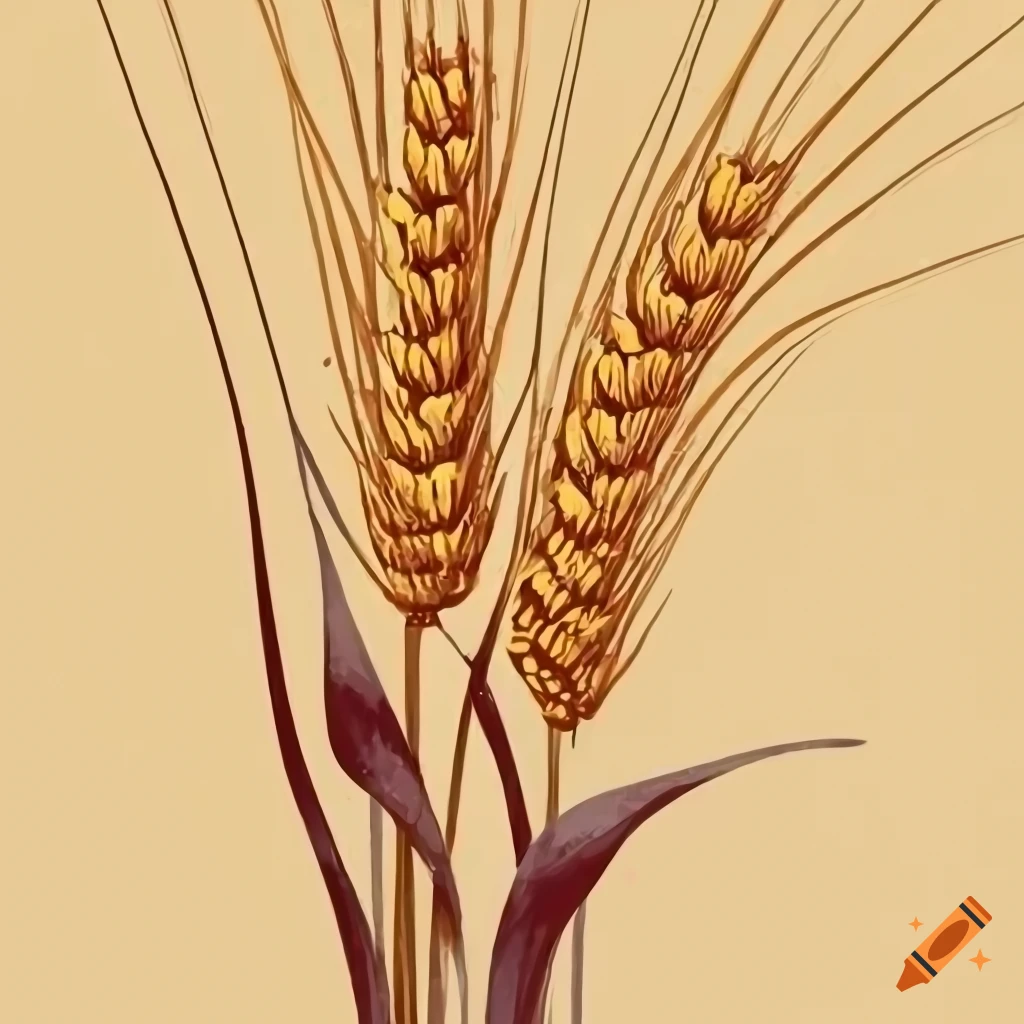 Pdf - Plant Wheat Drawing - (817x1476) Png Clipart Download