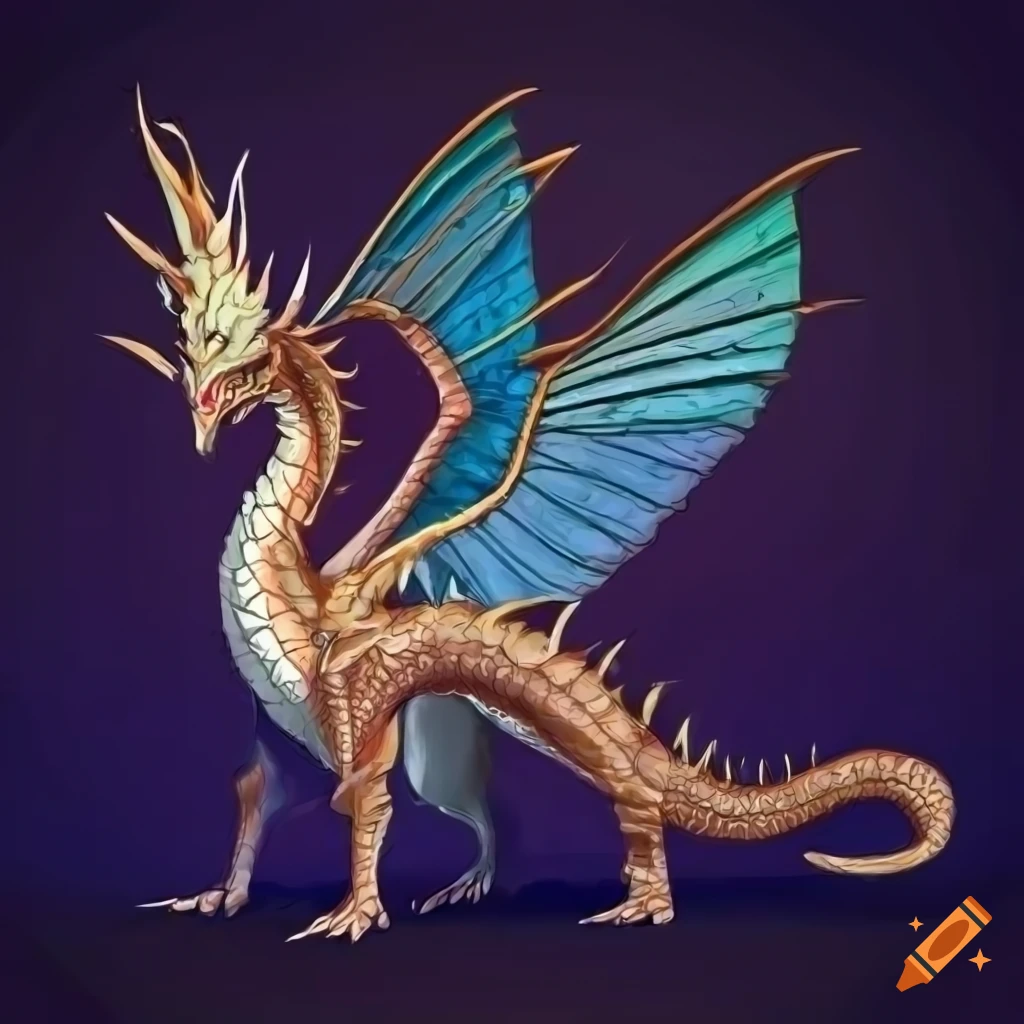 Concept designs of a dragon. full dragon body. dragon has four legs and ...