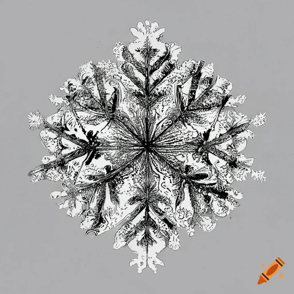 Detailed drawing of a snowflake sharp image on Craiyon