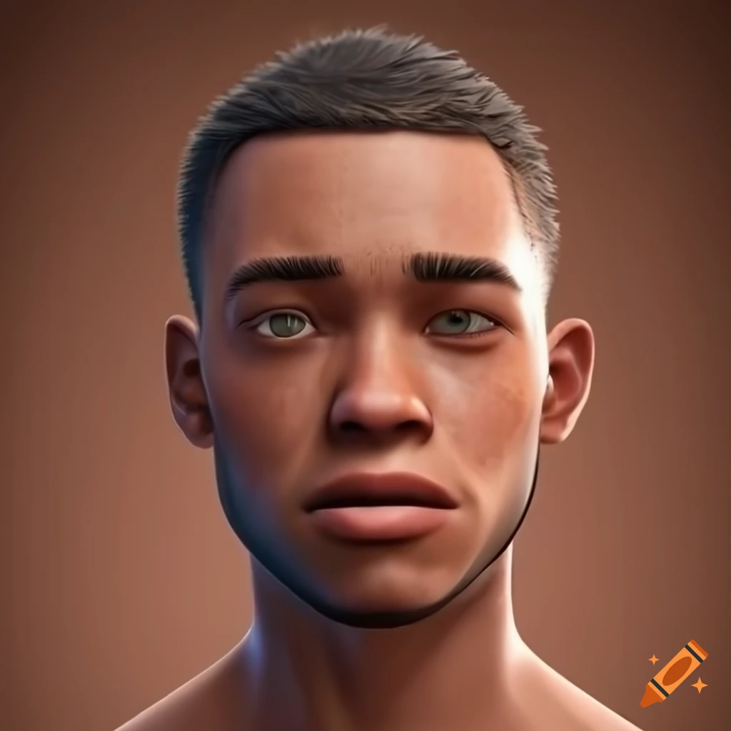 A photo of handsome muscular brown skin man with freckles and cornrow