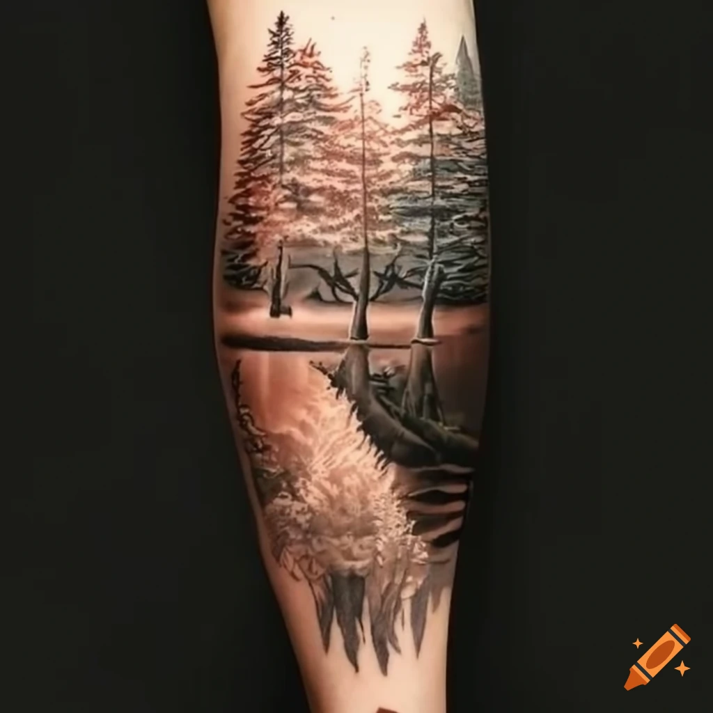 Grey Wolf Realistic Portrait Face Blue Eyes best Forest Lake Outdoors  Nature Sleeve Tattoo by Jackie Rabbit | Forest lake, Wolf eyes, Grey wolf