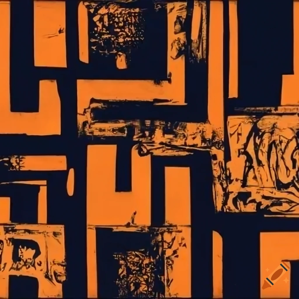 A black and orange square background, graffiti style on Craiyon