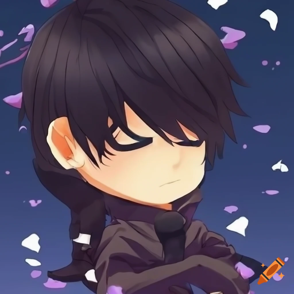 Sleeping anime black hair chibi guy ninja