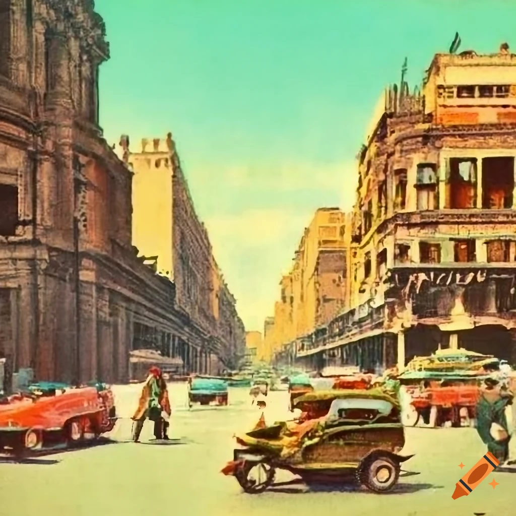 Vintage postcard: mexico city in 1956 (imagined in 1906) on Craiyon