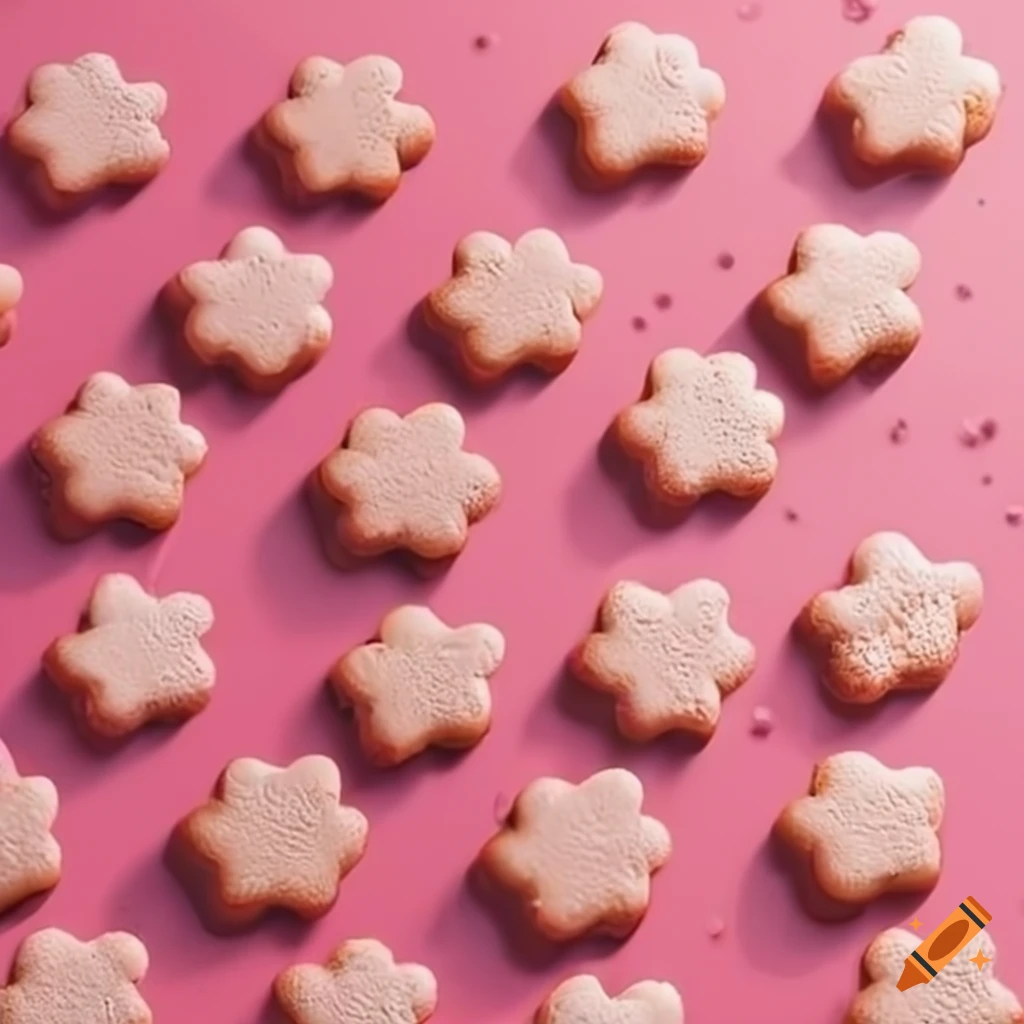Pink wallpaper in a lot of small gingerbread cookies on craiyon