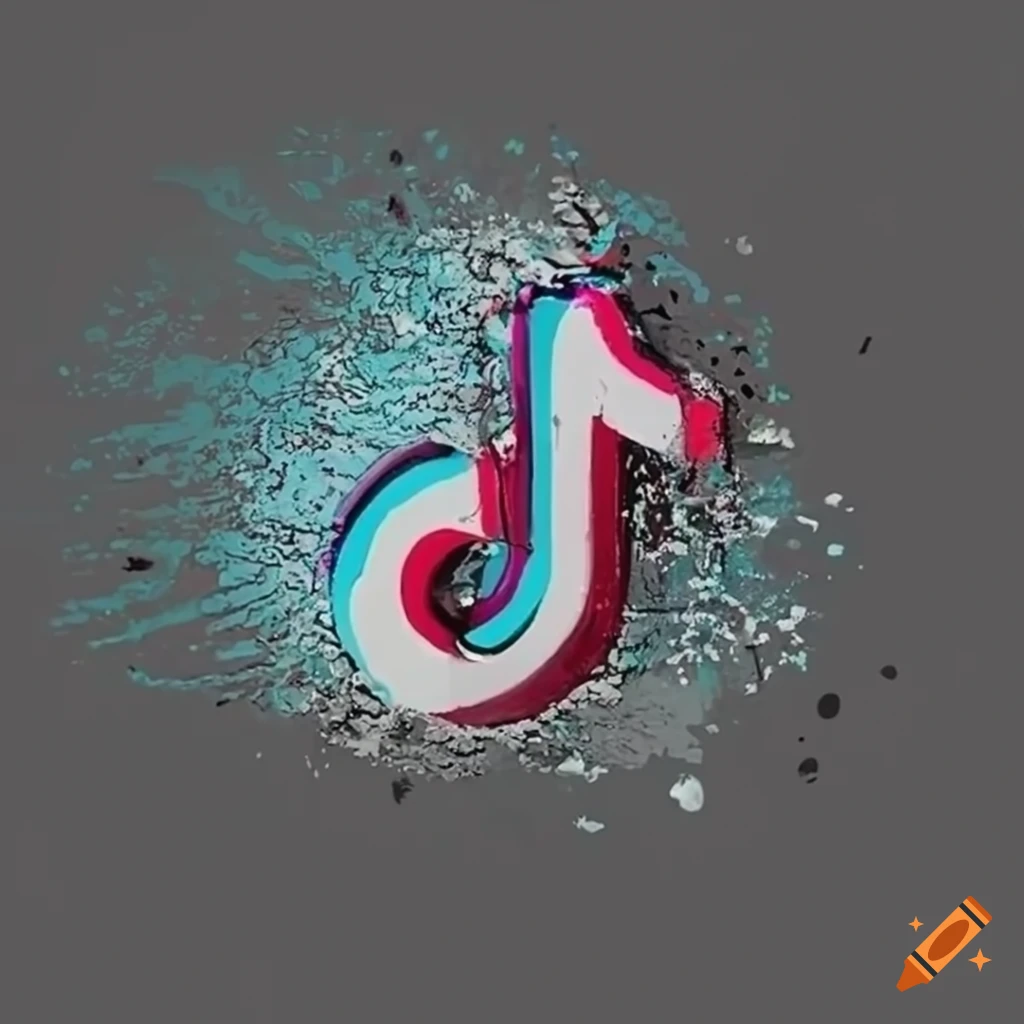 Tiktok logo paint splatters black background on Craiyon