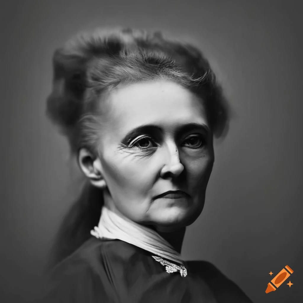 Portrait of Marie curie in black and white