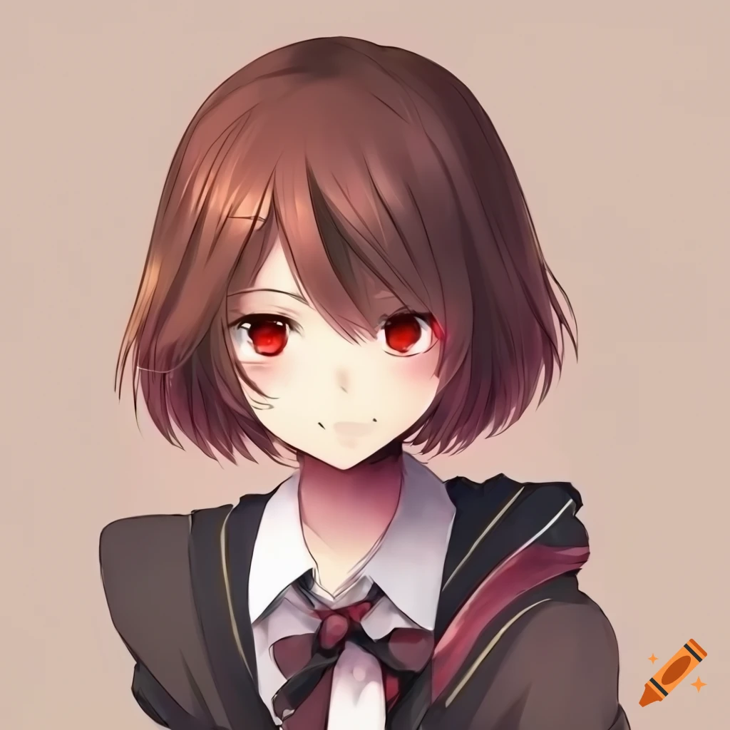 Brown hair red eyes