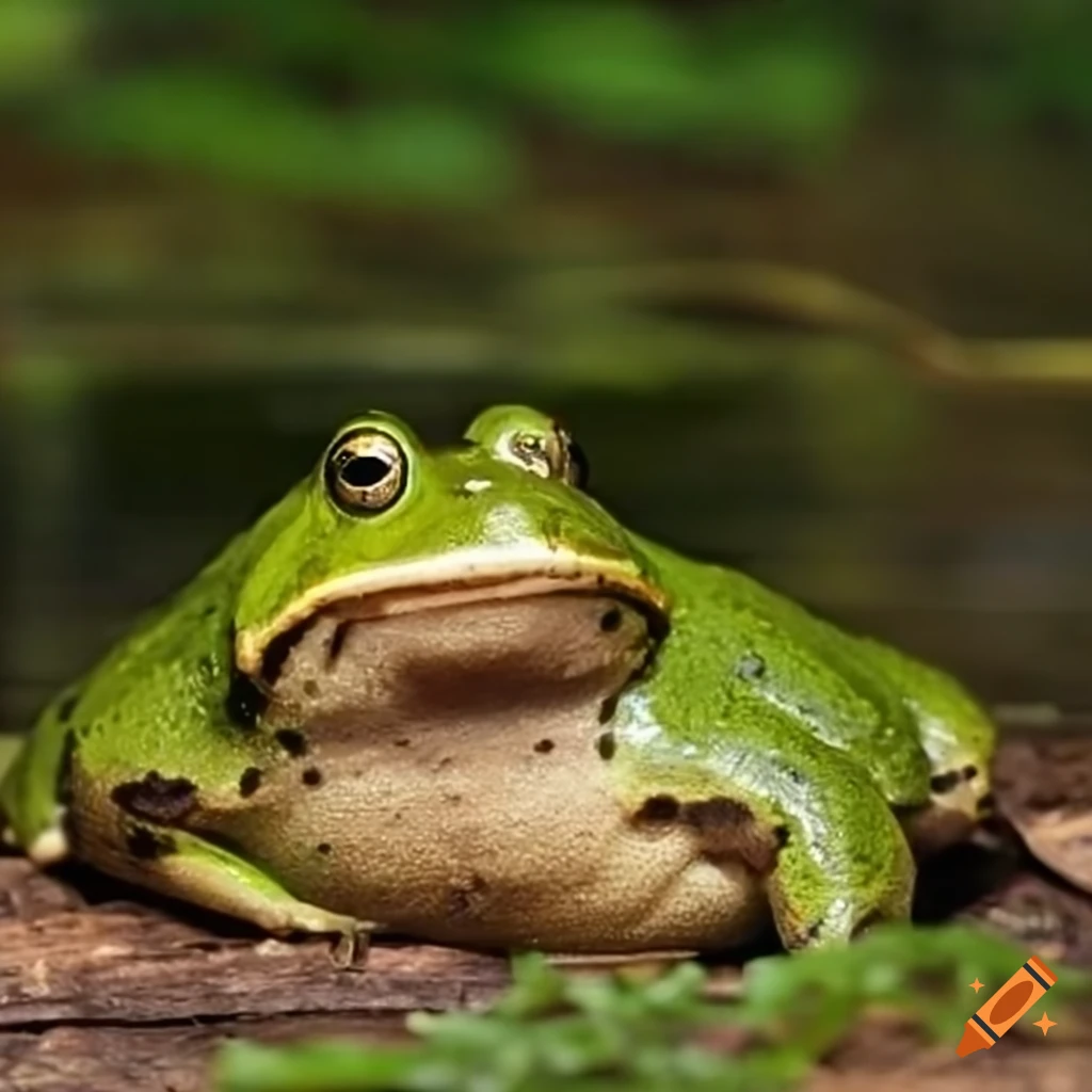 A fat green frog