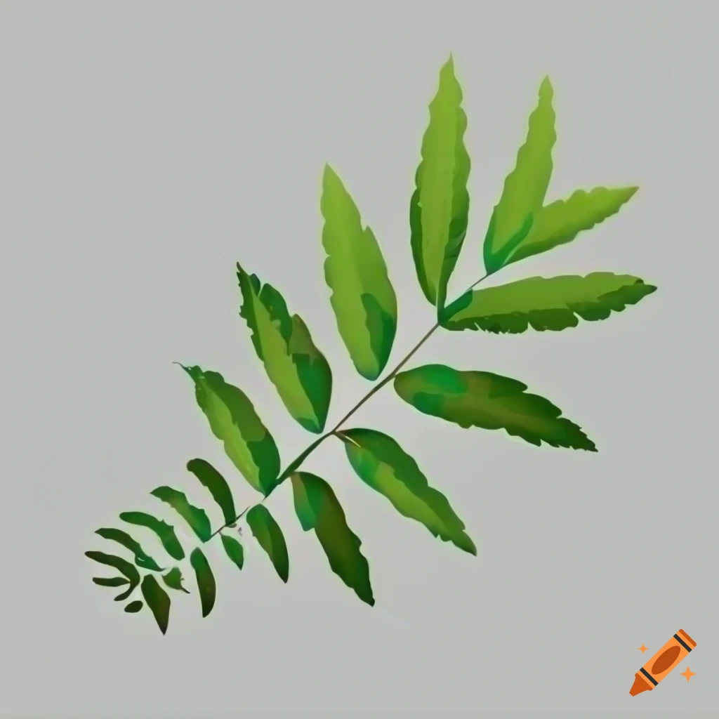 Set of hand drawn neem plant branches Royalty Free Vector