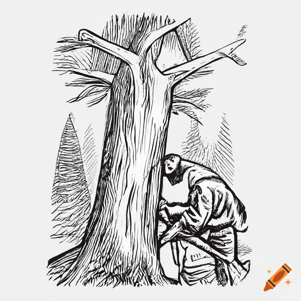 Continuous one line drawing logger sawing log and tree in forest. Wood  industry worker with saw in hands. Lumberjack cut timberwood, woodcutter  occupation. Single line draw design vector illustration 8721462 Vector Art