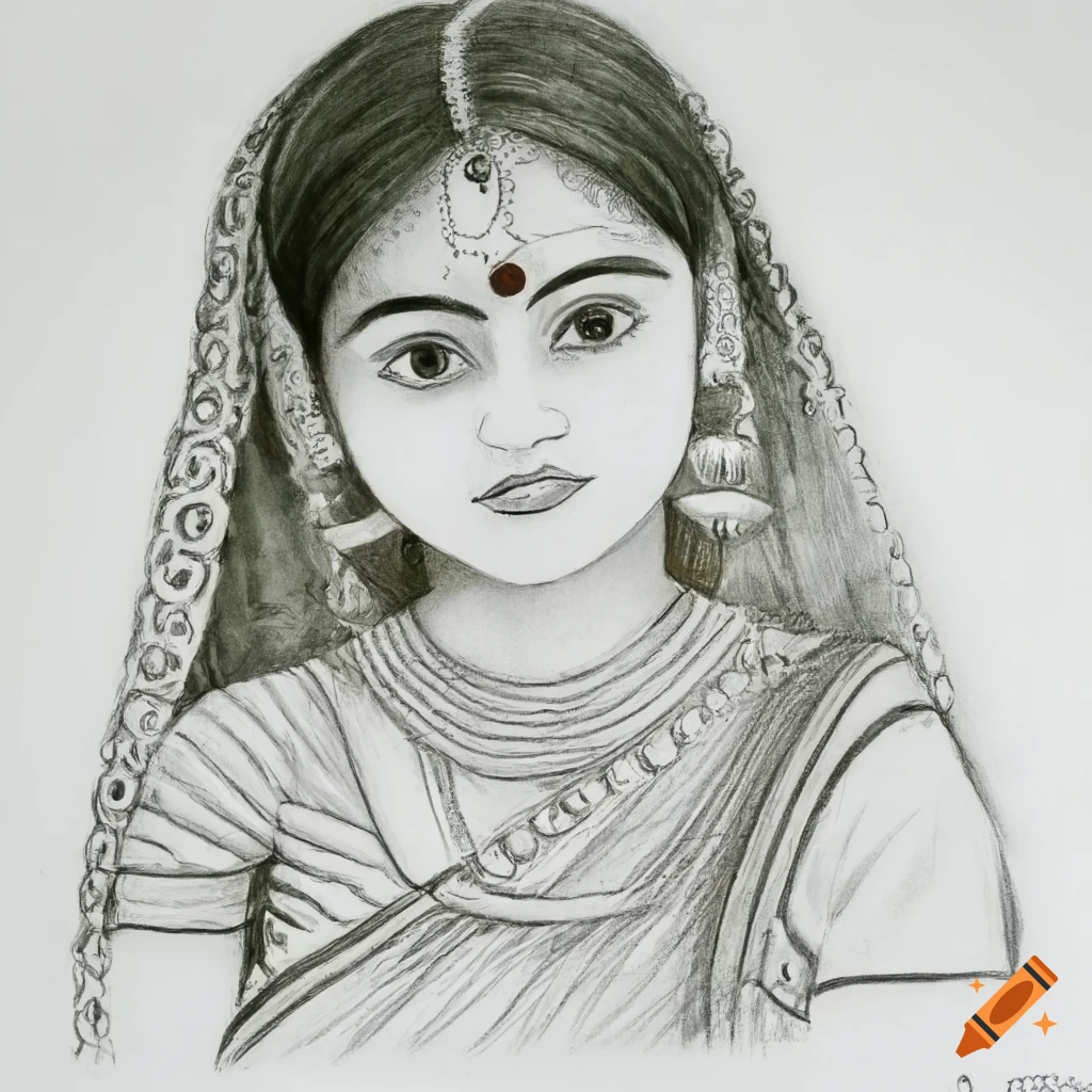 How to draw a Traditional girl with Beautiful lehenga || Indian girl dress  drawing || Girl drawing - YouTube