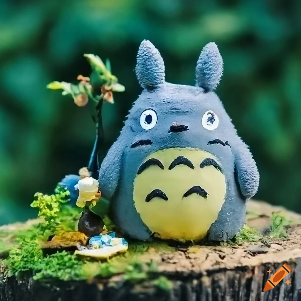A mini totoro, miniature diorama on Craiyon