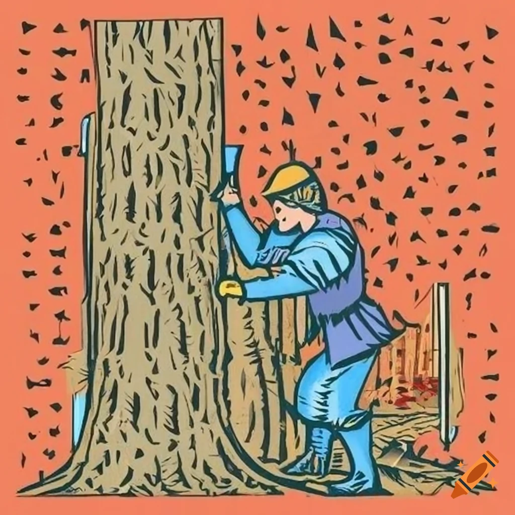 Premium Vector | Man cutting tree vector illustration