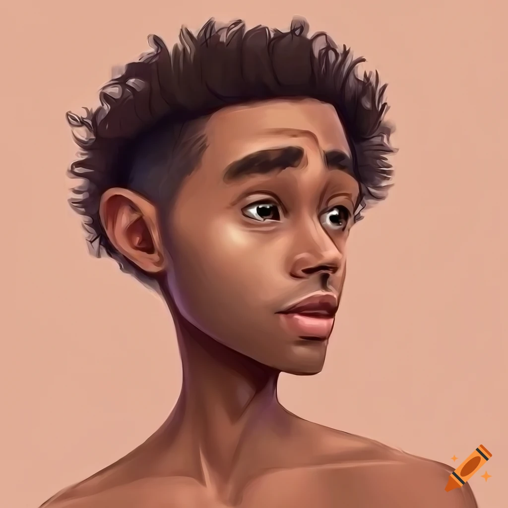 A photo of handsome muscular brown skin man with freckles and cornrow