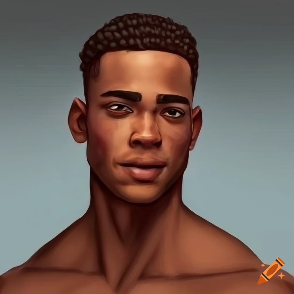 A photo of handsome muscular brown skin man with freckles and cornrow